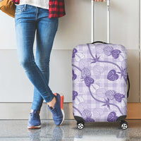 Anthurium Pikake Ti Leaf Palaka Luggage Cover Purple Version LT01 - Polynesian Pride
