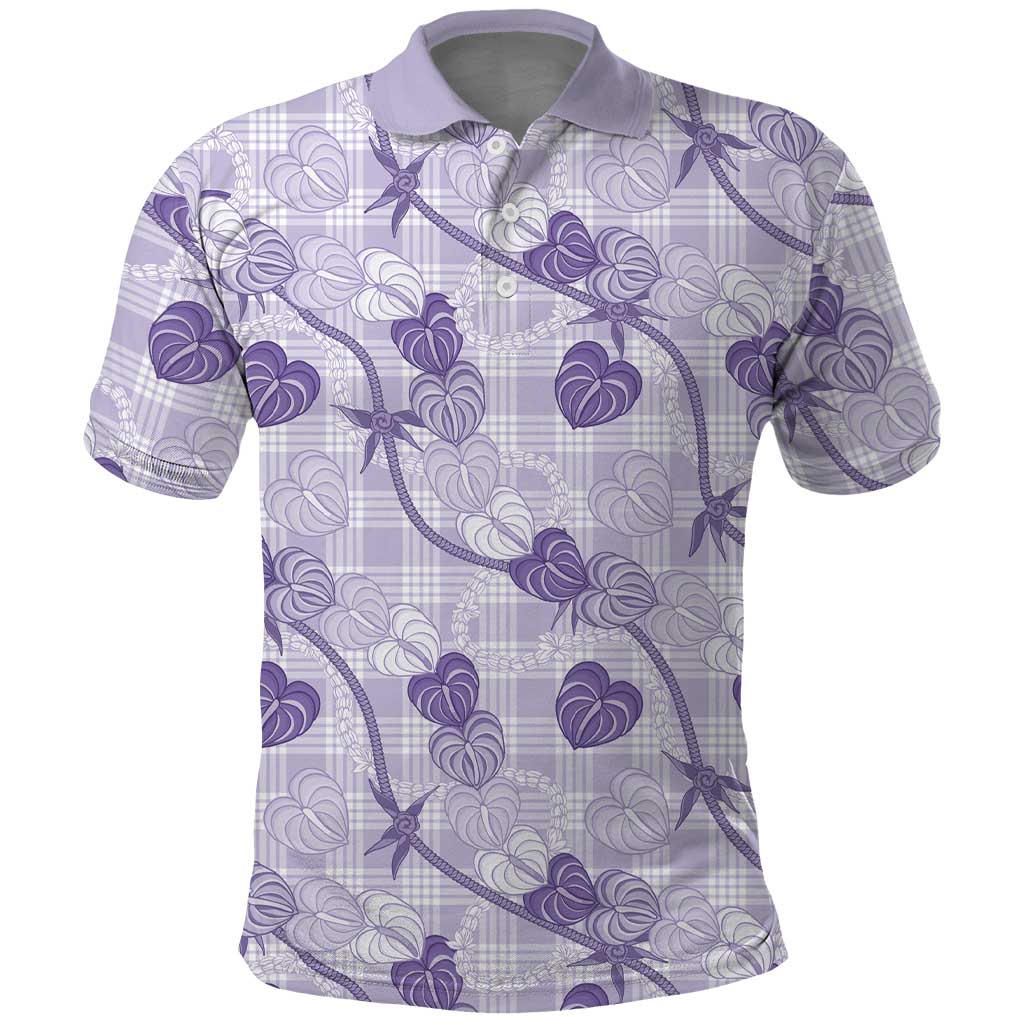 Anthurium Pikake Ti Leaf Palaka Polo Shirt Purple Version