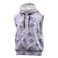 Anthurium Pikake Ti Leaf Palaka Sleeveless Hoodie Purple Version LT01 Purple - Polynesian Pride
