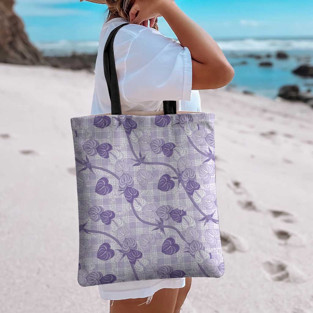 Anthurium Pikake Ti Leaf Palaka Tote Bag Purple Version