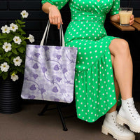 Anthurium Pikake Ti Leaf Palaka Tote Bag Purple Version