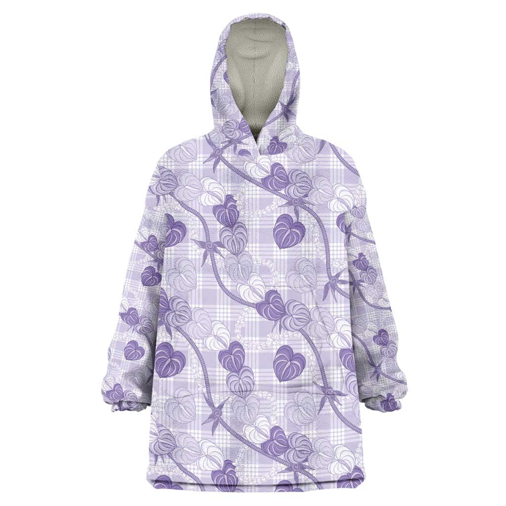 Anthurium Pikake Ti Leaf Palaka Wearable Blanket Hoodie Purple Version
