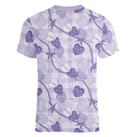 Anthurium Pikake Ti Leaf Palaka Women V-Neck T-Shirt Purple Version