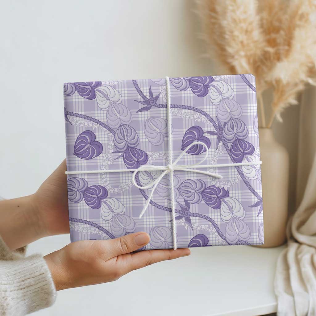 Anthurium Pikake Ti Leaf Palaka Wrapping Paper Purple Version LT01 - Polynesian Pride