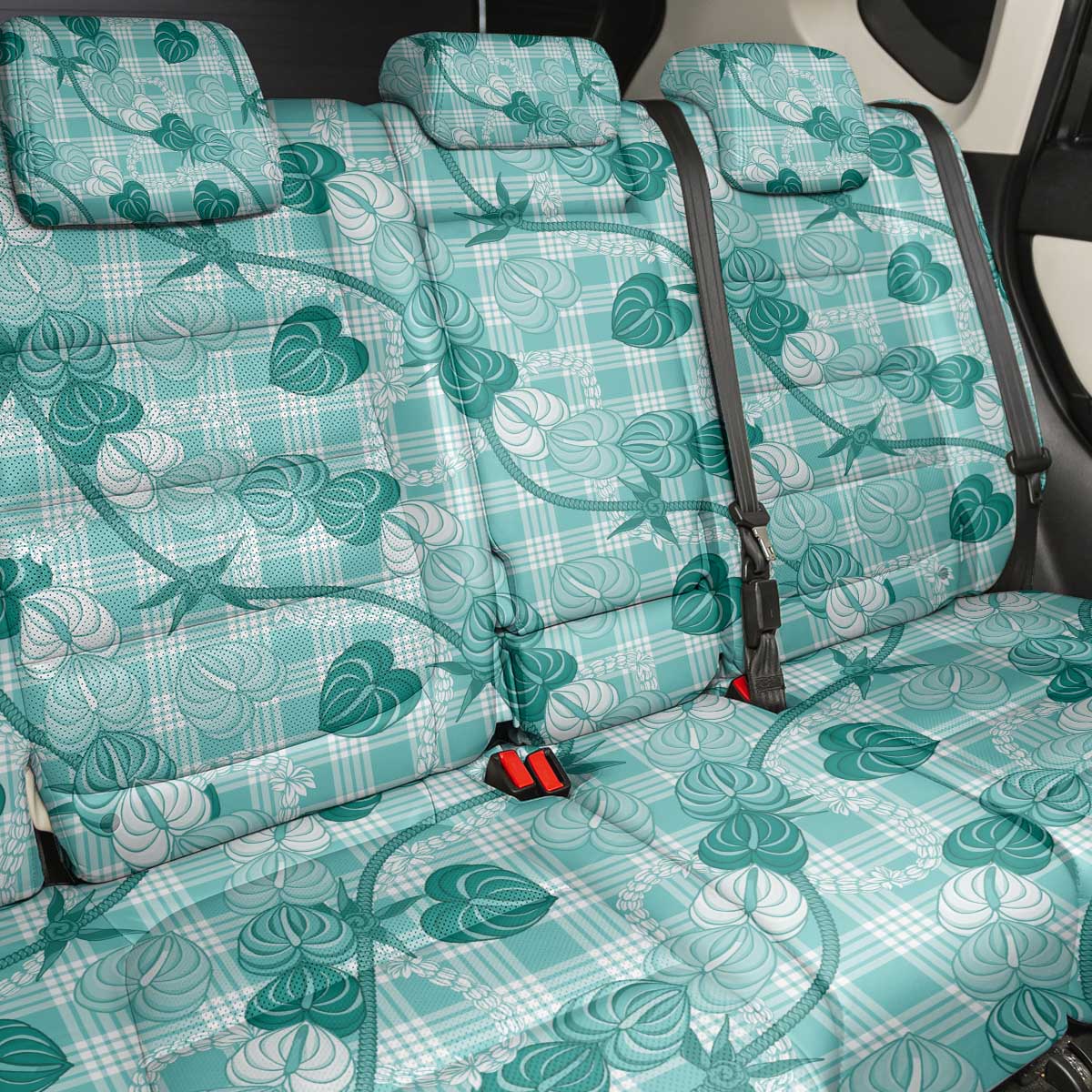 Anthurium Pikake Ti Leaf Palaka Back Car Seat Cover Turquoise Version