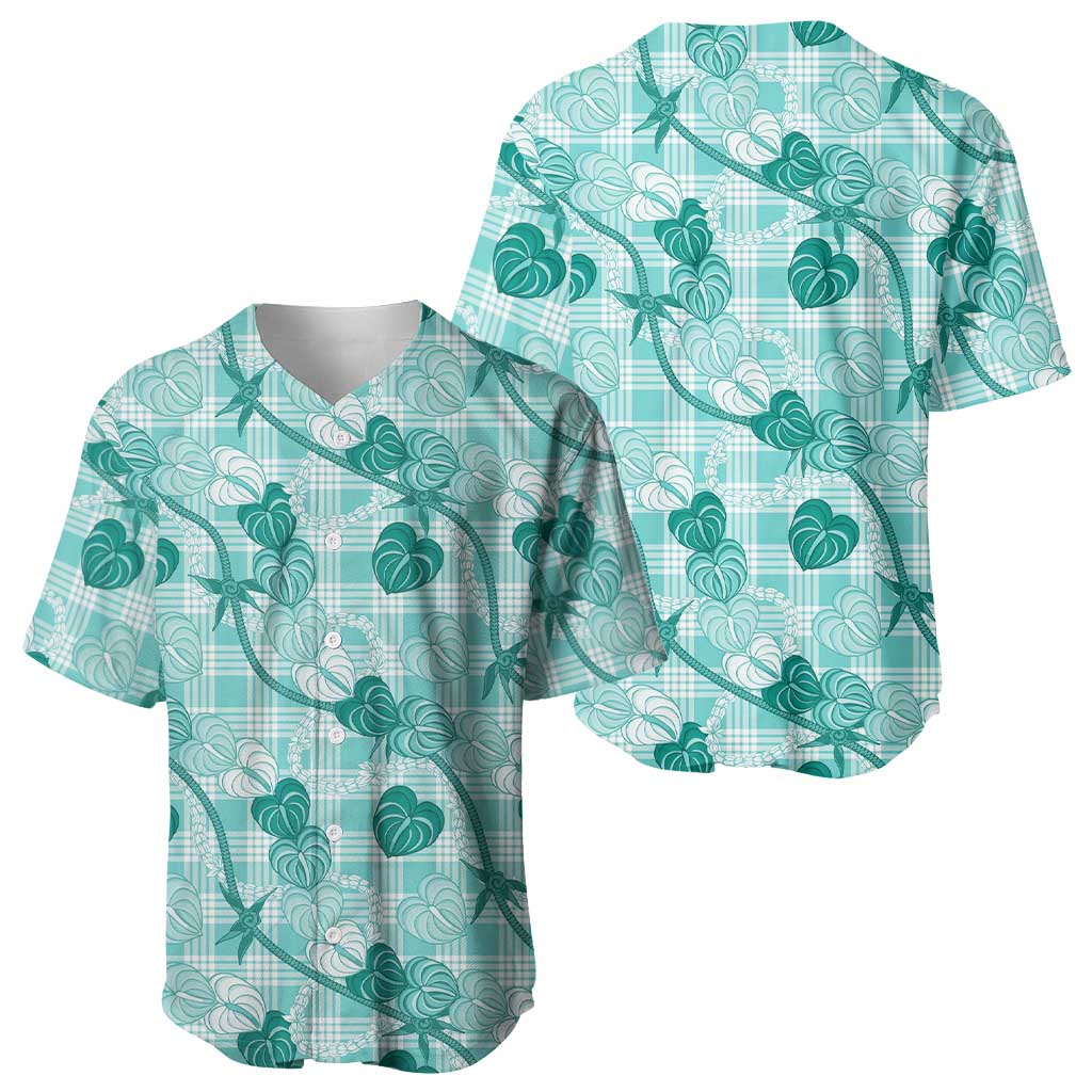 Anthurium Pikake Ti Leaf Palaka Baseball Jersey Turquoise Version LT01 - Polynesian Pride