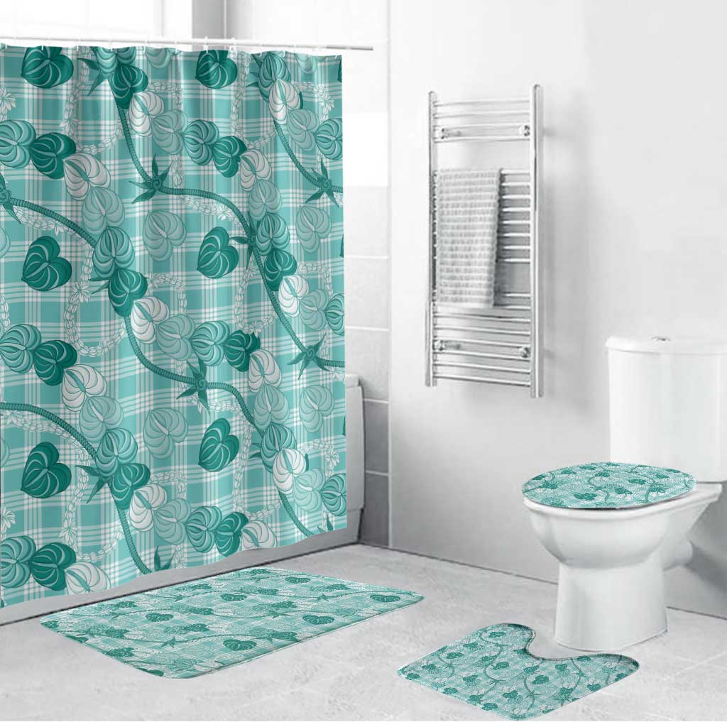 Anthurium Pikake Ti Leaf Palaka Bathroom Set Turquoise Version