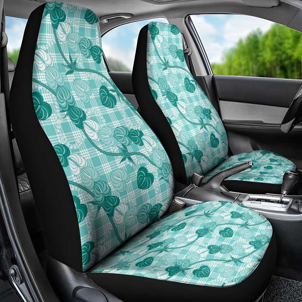 Anthurium Pikake Ti Leaf Palaka Car Seat Cover Turquoise Version