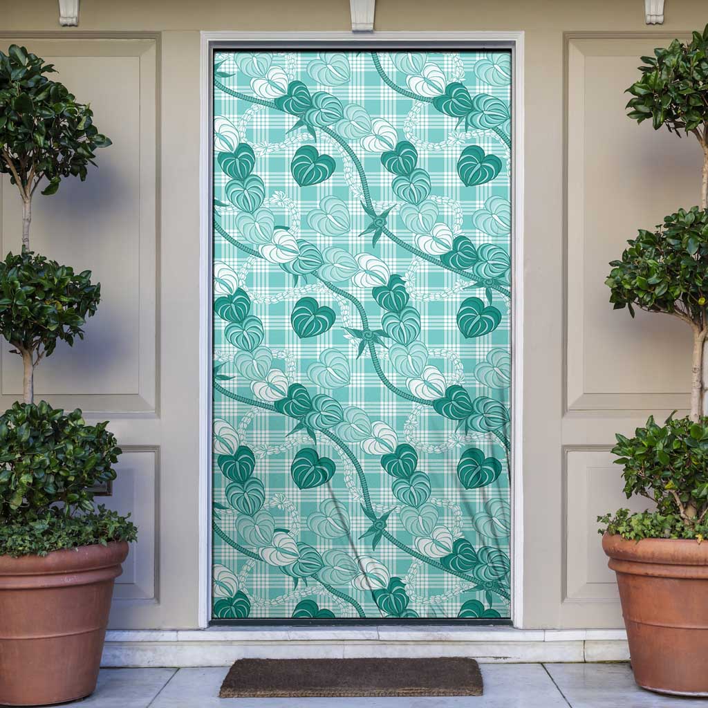 Anthurium Pikake Ti Leaf Palaka Door Cover Turquoise Version