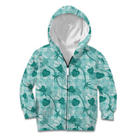 Anthurium Pikake Ti Leaf Palaka Kid Hoodie Turquoise Version
