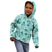 Anthurium Pikake Ti Leaf Palaka Kid Hoodie Turquoise Version