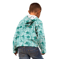 Anthurium Pikake Ti Leaf Palaka Kid Hoodie Turquoise Version