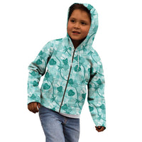 Anthurium Pikake Ti Leaf Palaka Kid Hoodie Turquoise Version