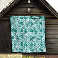 Anthurium Pikake Ti Leaf Palaka Quilt Turquoise Version LT01 - Polynesian Pride