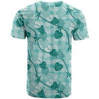 Anthurium Pikake Ti Leaf Palaka T Shirt Turquoise Version