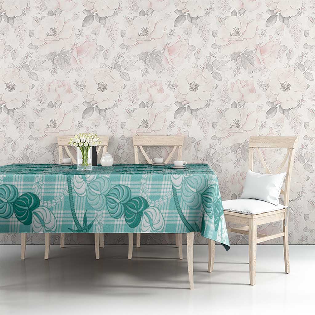 Anthurium Pikake Ti Leaf Palaka Tablecloth Turquoise Version