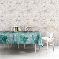 Anthurium Pikake Ti Leaf Palaka Tablecloth Turquoise Version