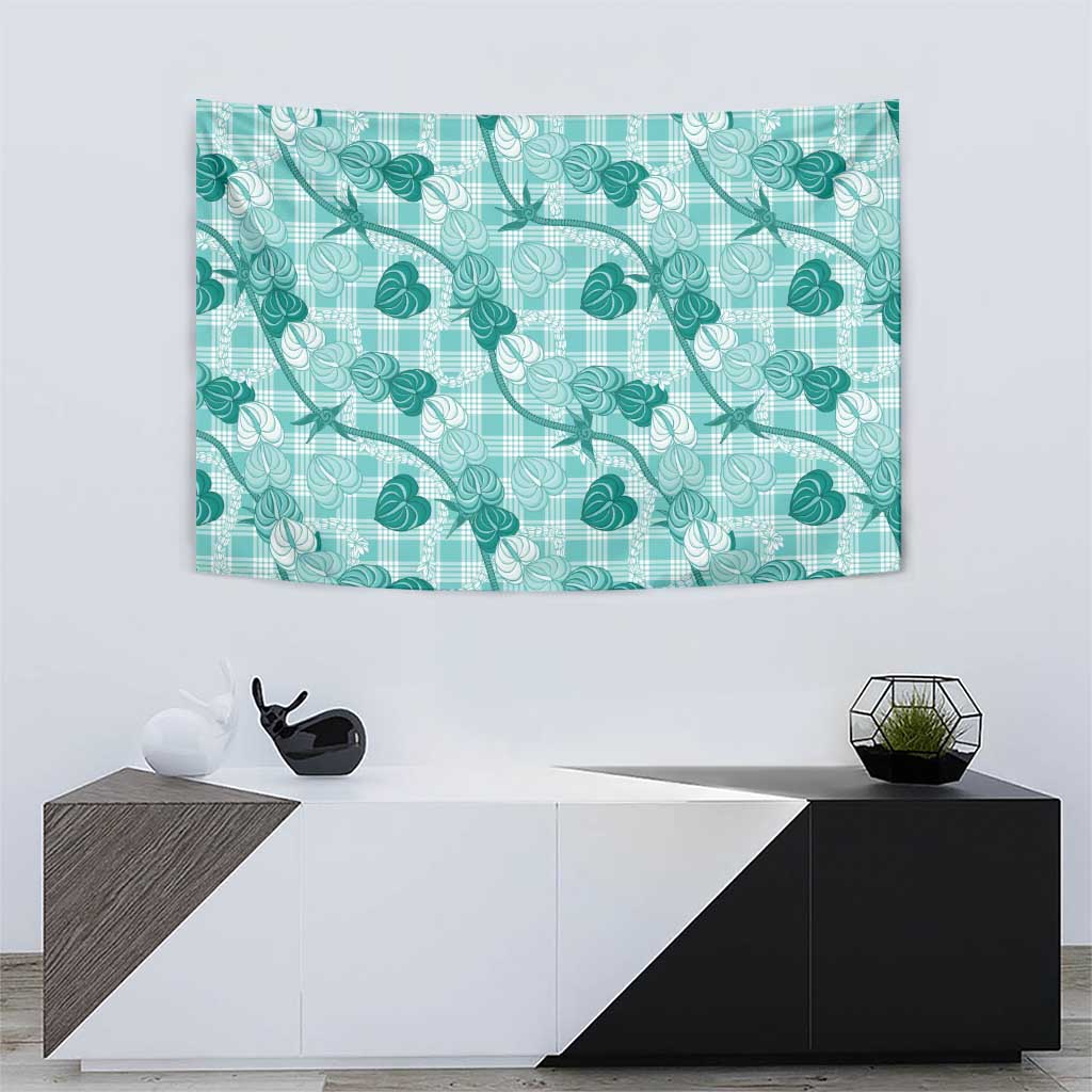 Anthurium Pikake Ti Leaf Palaka Tapestry Turquoise Version LT01 - Polynesian Pride