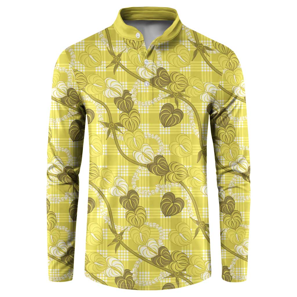 Anthurium Pikake Ti Leaf Palaka Button Sweatshirt Yellow Version