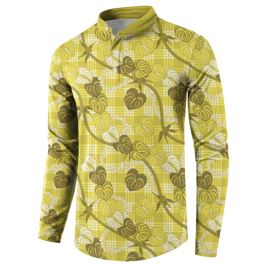 Anthurium Pikake Ti Leaf Palaka Button Sweatshirt Yellow Version