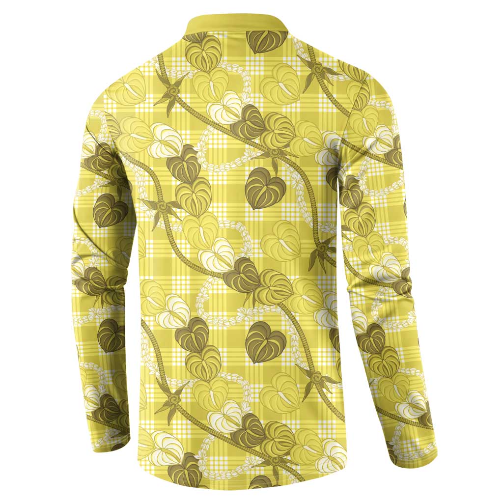 Anthurium Pikake Ti Leaf Palaka Button Sweatshirt Yellow Version