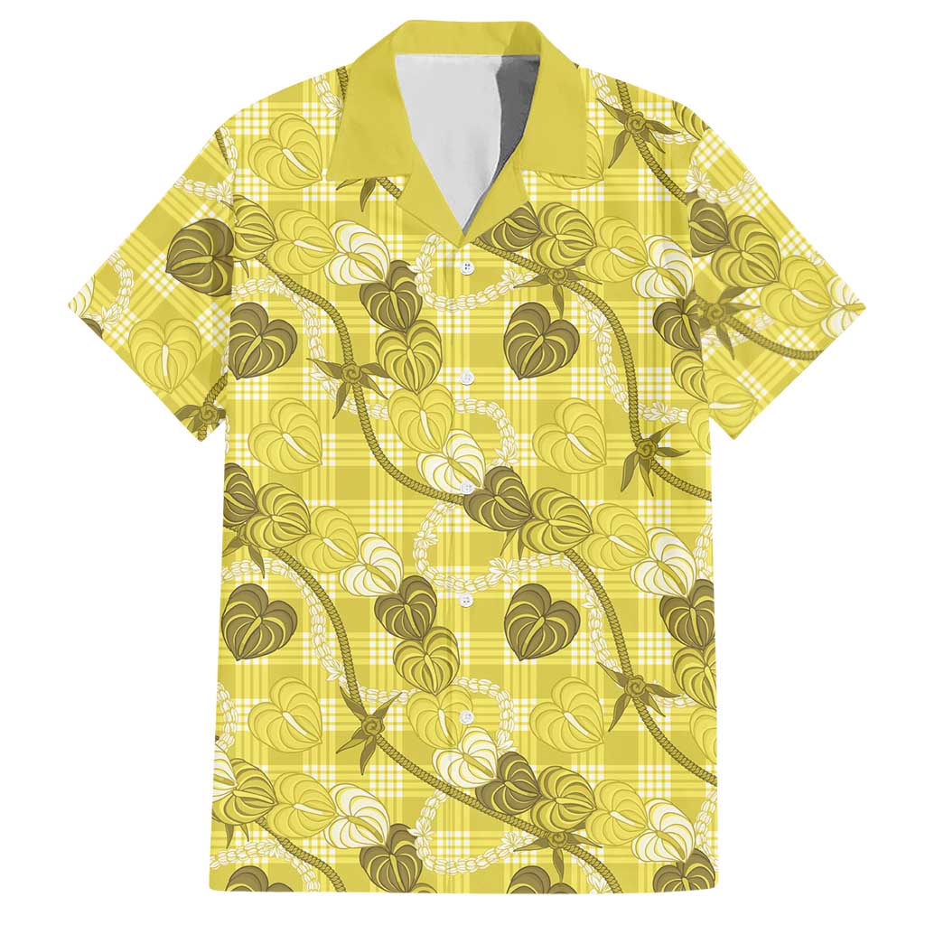 Anthurium Pikake Ti Leaf Palaka Hawaiian Shirt Yellow Version