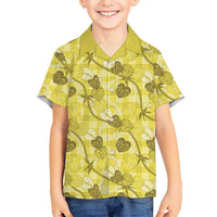 Anthurium Pikake Ti Leaf Palaka Hawaiian Shirt Yellow Version