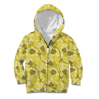 Anthurium Pikake Ti Leaf Palaka Kid Hoodie Yellow Version LT01 Zip Hoodie Yellow - Polynesian Pride
