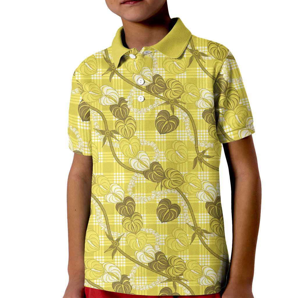 Anthurium Pikake Ti Leaf Palaka Kid Polo Shirt Yellow Version