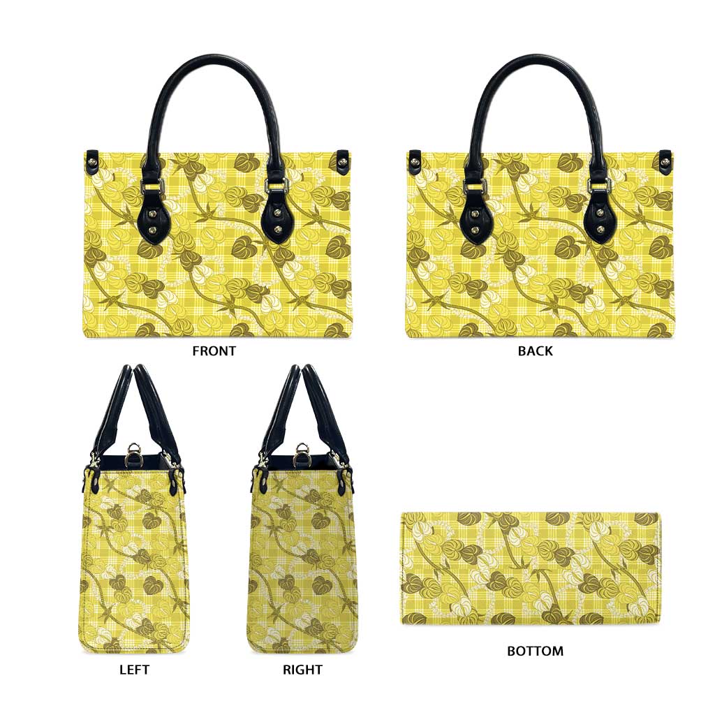 Anthurium Pikake Ti Leaf Palaka Leather Bag Yellow Version