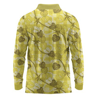 Anthurium Pikake Ti Leaf Palaka Long Sleeve Polo Shirt Yellow Version