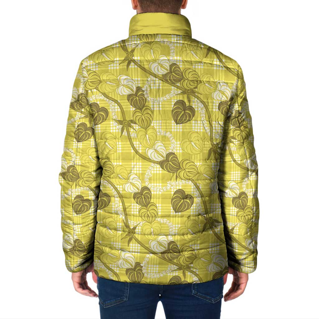 Anthurium Pikake Ti Leaf Palaka Padded Jacket Yellow Version LT01 - Polynesian Pride