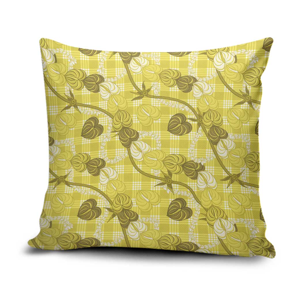 Anthurium Pikake Ti Leaf Palaka Pillow Cover Yellow Version