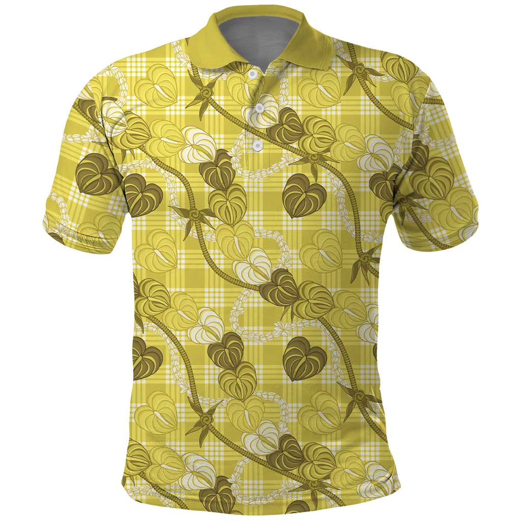 Anthurium Pikake Ti Leaf Palaka Polo Shirt Yellow Version