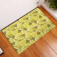 Anthurium Pikake Ti Leaf Palaka Rubber Doormat Yellow Version LT01 - Polynesian Pride