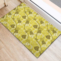 Anthurium Pikake Ti Leaf Palaka Rubber Doormat Yellow Version LT01 - Polynesian Pride