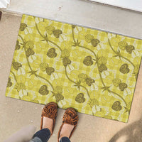 Anthurium Pikake Ti Leaf Palaka Rubber Doormat Yellow Version LT01 - Polynesian Pride