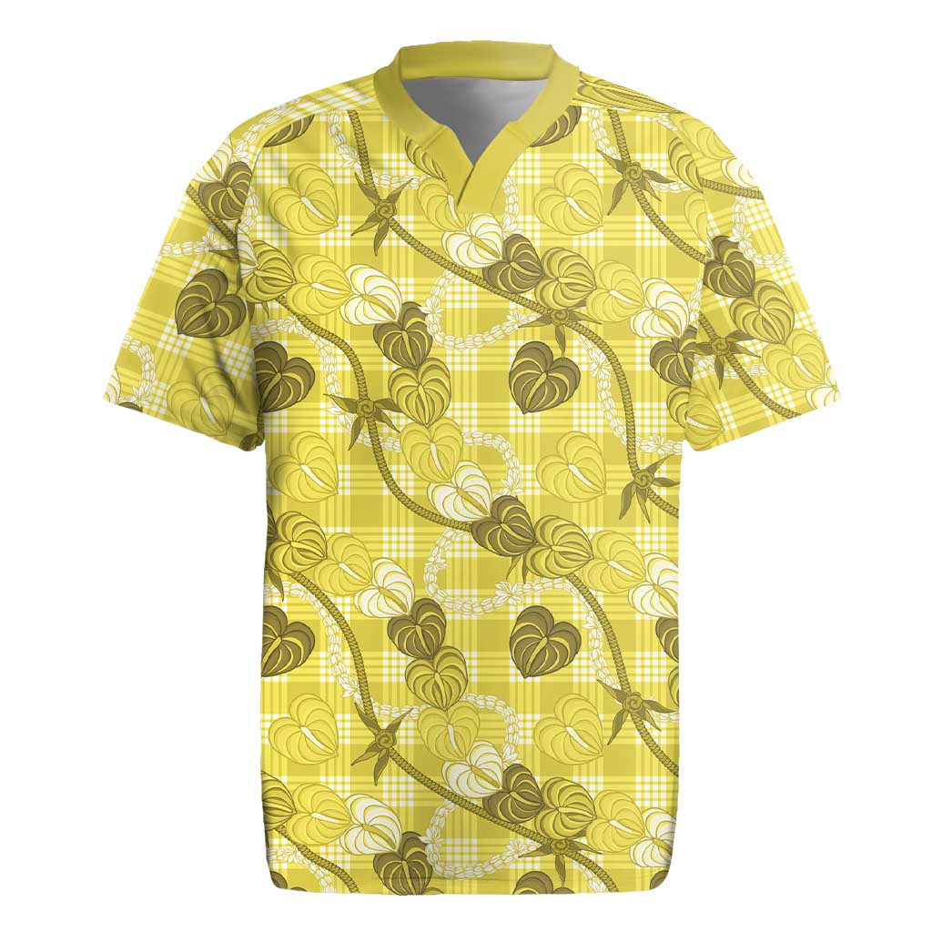 Anthurium Pikake Ti Leaf Palaka Rugby Jersey Yellow Version LT01 Yellow - Polynesian Pride