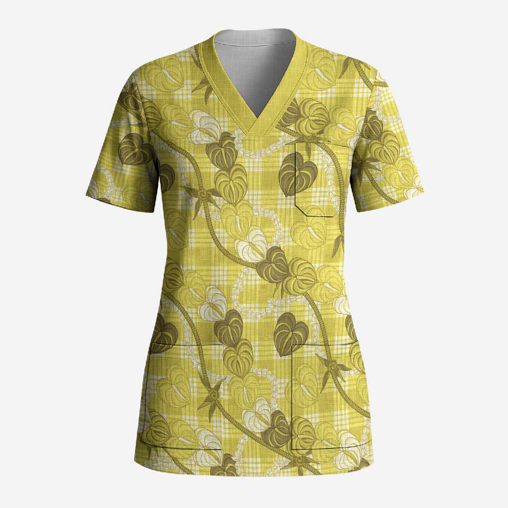 Anthurium Pikake Ti Leaf Palaka Scrub Top Yellow Version LT01 Adult Yellow - Polynesian Pride