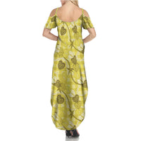 Anthurium Pikake Ti Leaf Palaka Summer Maxi Dress Yellow Version
