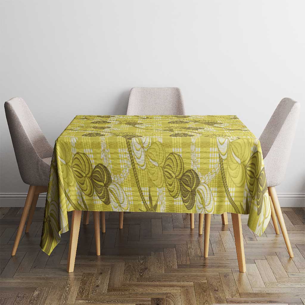 Anthurium Pikake Ti Leaf Palaka Tablecloth Yellow Version