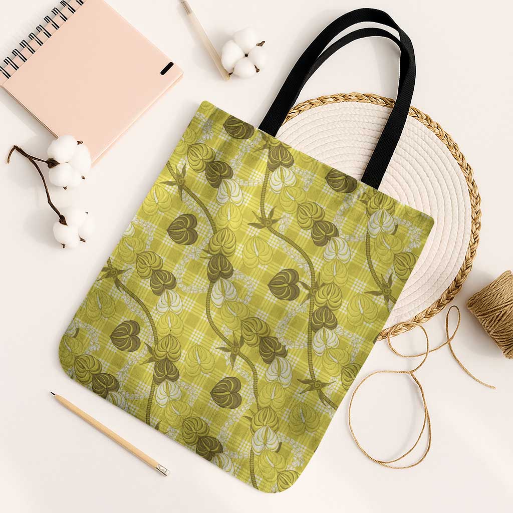 Anthurium Pikake Ti Leaf Palaka Tote Bag Yellow Version