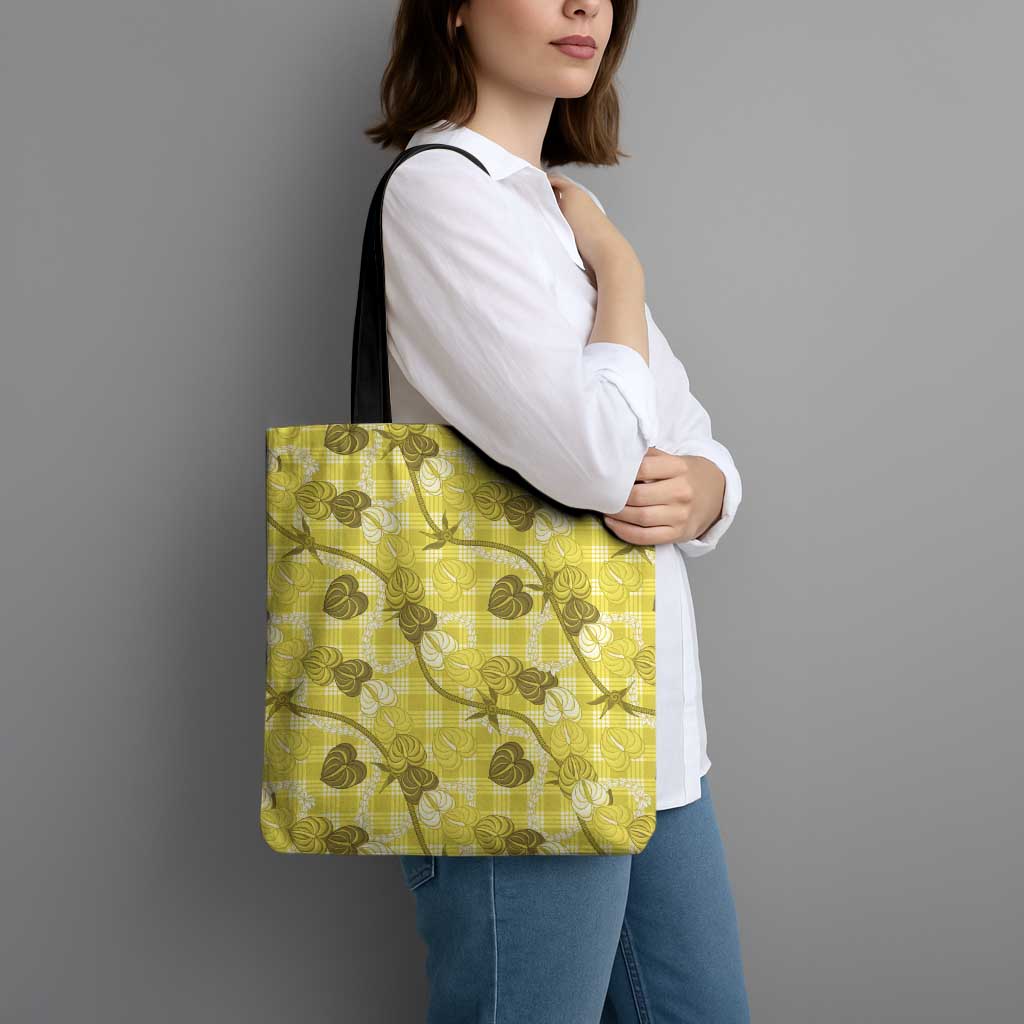 Anthurium Pikake Ti Leaf Palaka Tote Bag Yellow Version