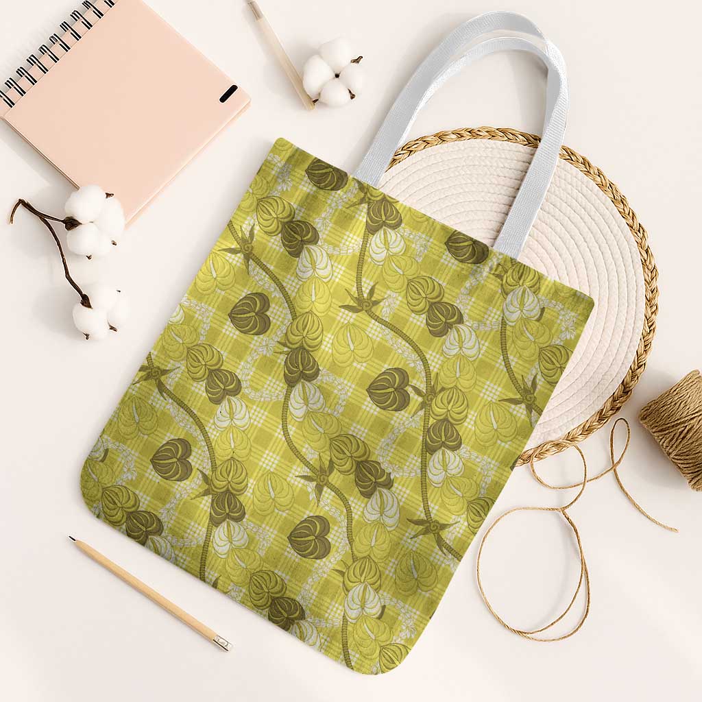 Anthurium Pikake Ti Leaf Palaka Tote Bag Yellow Version