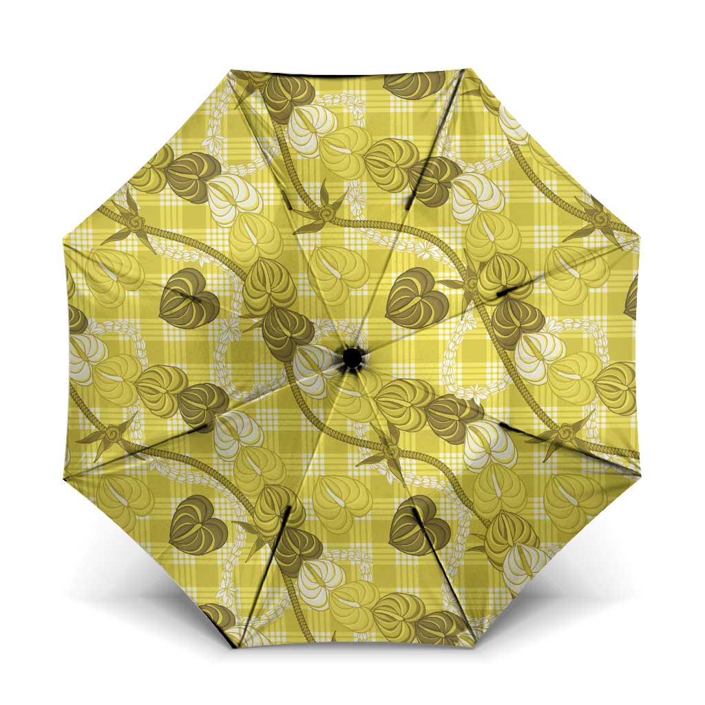 Anthurium Pikake Ti Leaf Palaka Umbrella Yellow Version LT01 One Size Folded 11.42 inch Opened Diameter 37.4 inch Yellow - Polynesian Pride