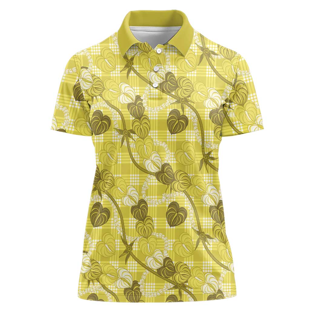 Anthurium Pikake Ti Leaf Palaka Women Polo Shirt Yellow Version