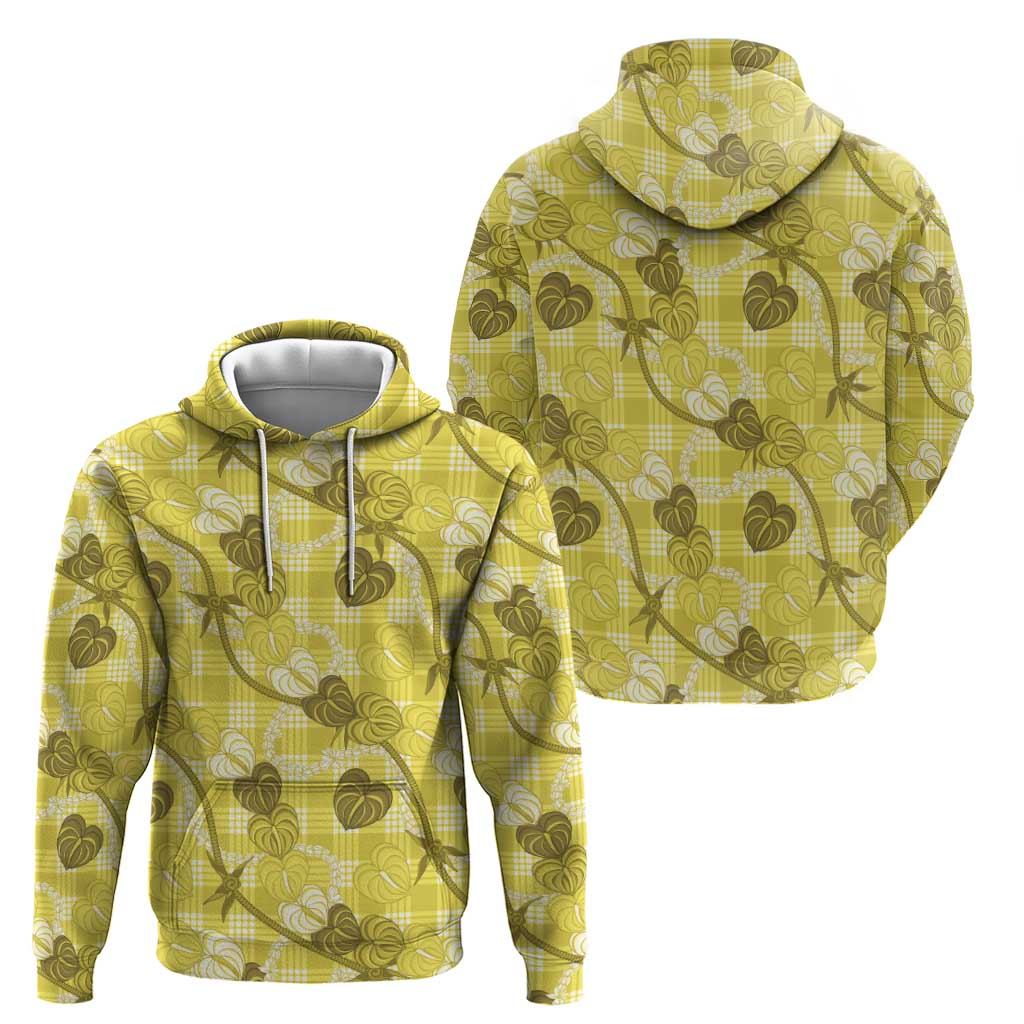 Anthurium Pikake Ti Leaf Palaka Zip Hoodie Yellow Version LT01 - Polynesian Pride