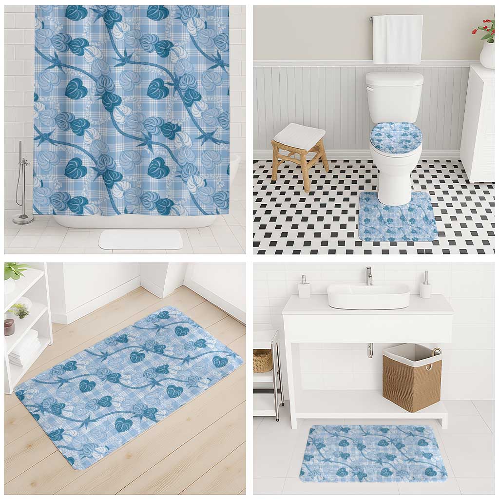 Anthurium Pikake Ti Leaf Palaka Bathroom Set Blue Version