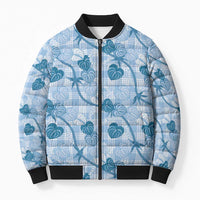 Anthurium Pikake Ti Leaf Palaka Bomber Puffer Jacket Blue Version