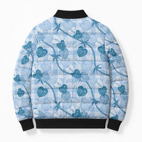 Anthurium Pikake Ti Leaf Palaka Bomber Puffer Jacket Blue Version